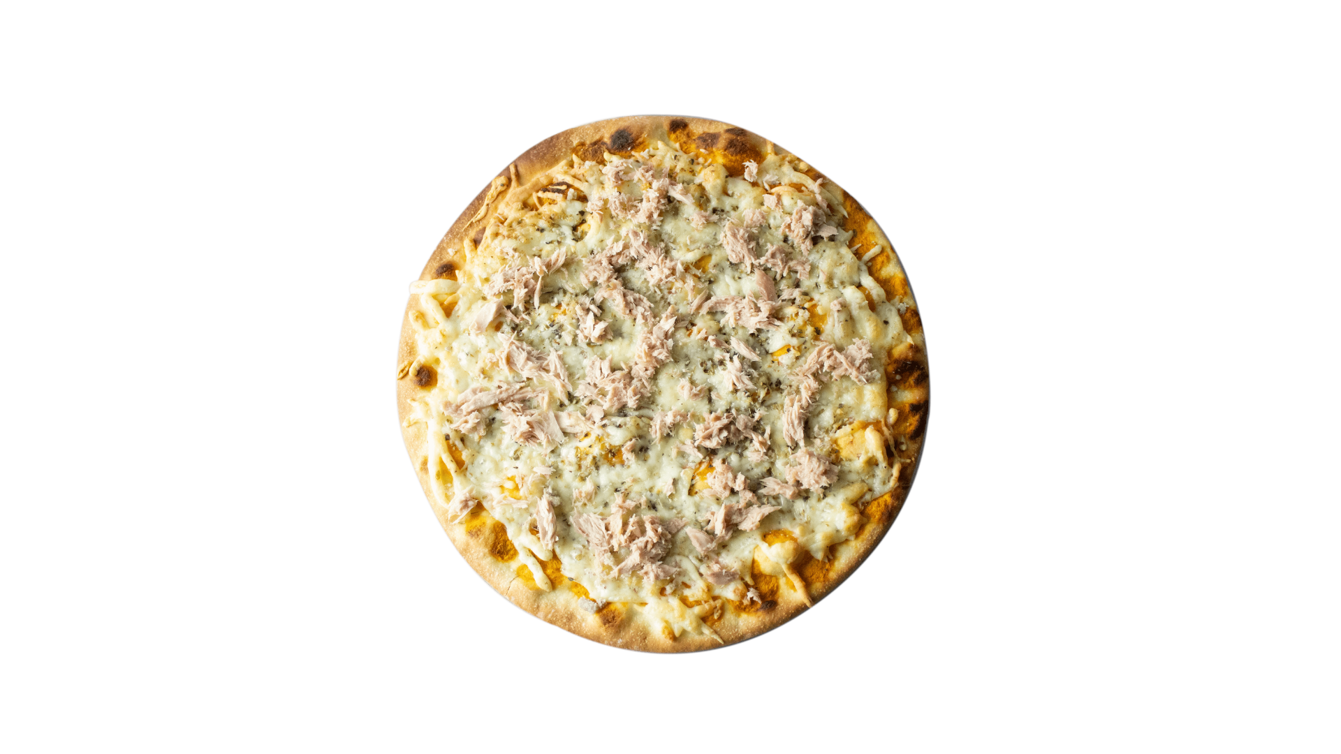 Atún jugoso sobre una base crujiente, acompañado de tomate y queso fundido. Un clásico del mar con todo el sabor mediterráneo.