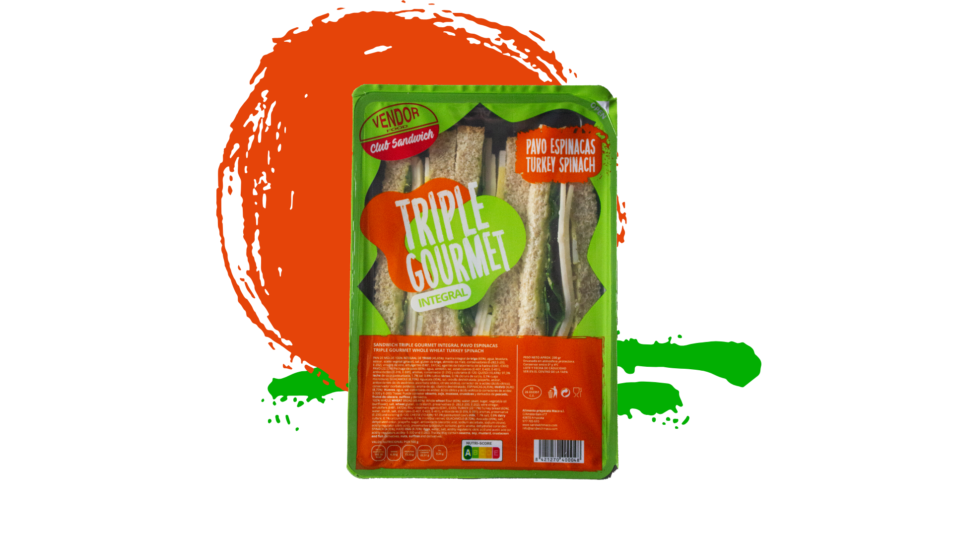 Jugosas lonchas de pavo acompañado de queso y espinacas en pan integral. Una opción versátil, nutritiva y llena de sabor.