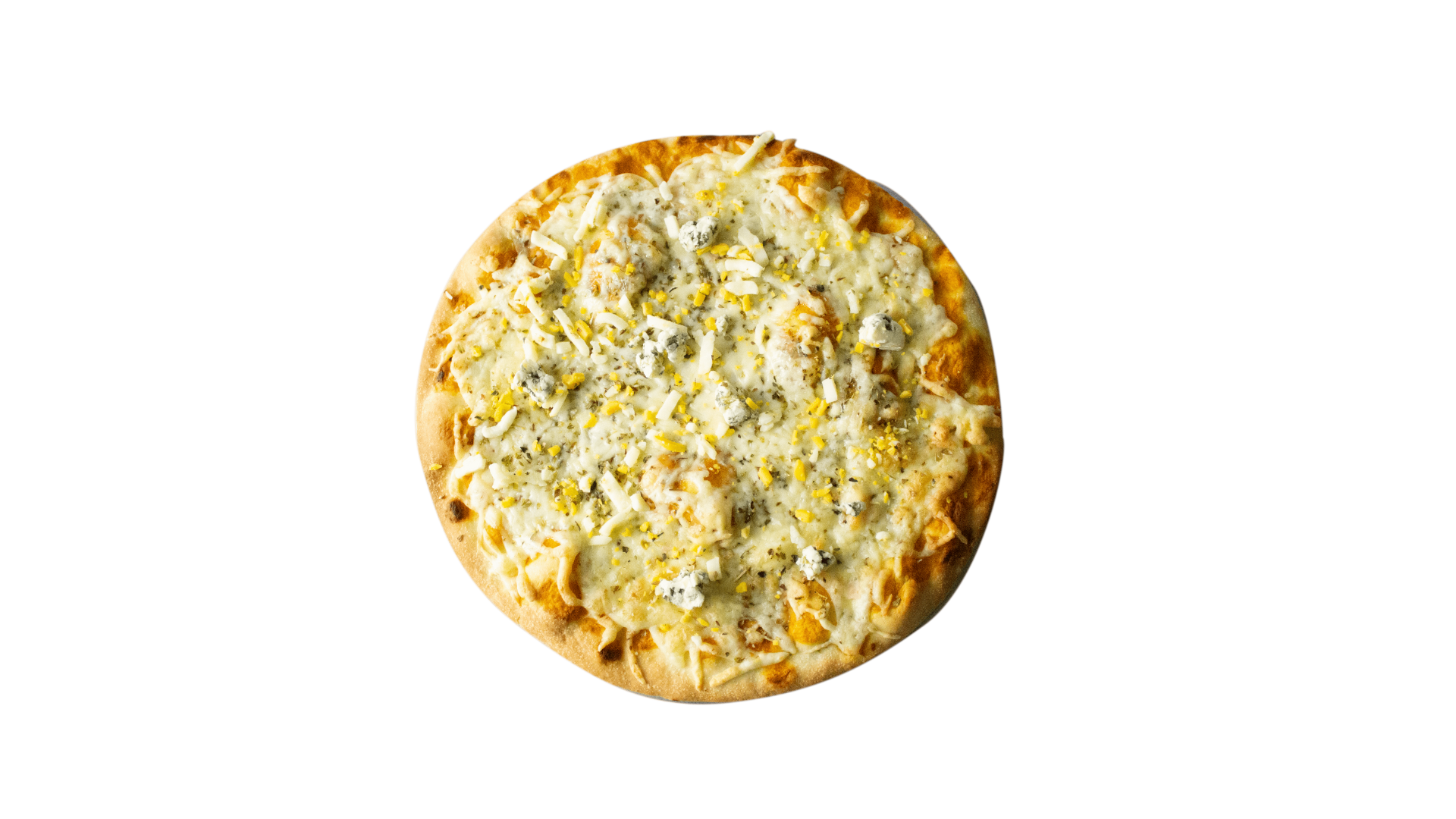 Mozzarella, emmental, cheddar y queso azul en perfecta armonía. Cremosa, intensa y perfecta para los amantes del queso.